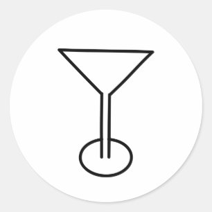 MARTINI GLASS DESIGN CLASSIC ROUND STICKER