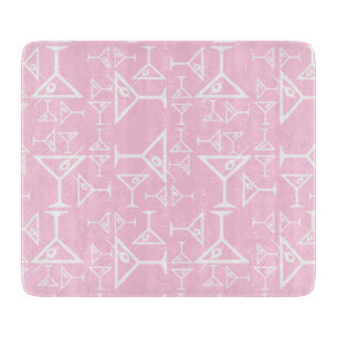 Martini Glass Design Retro Martinis Pattern Pink Cutting Board