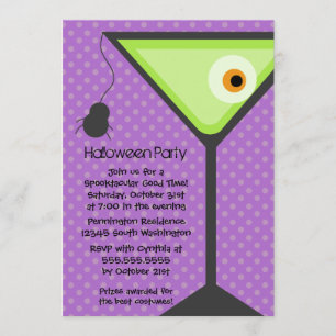 Martini glass eyeball Halloween party invitation