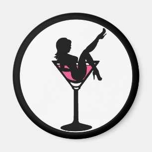 Martini glass girl silhouette simple magnet