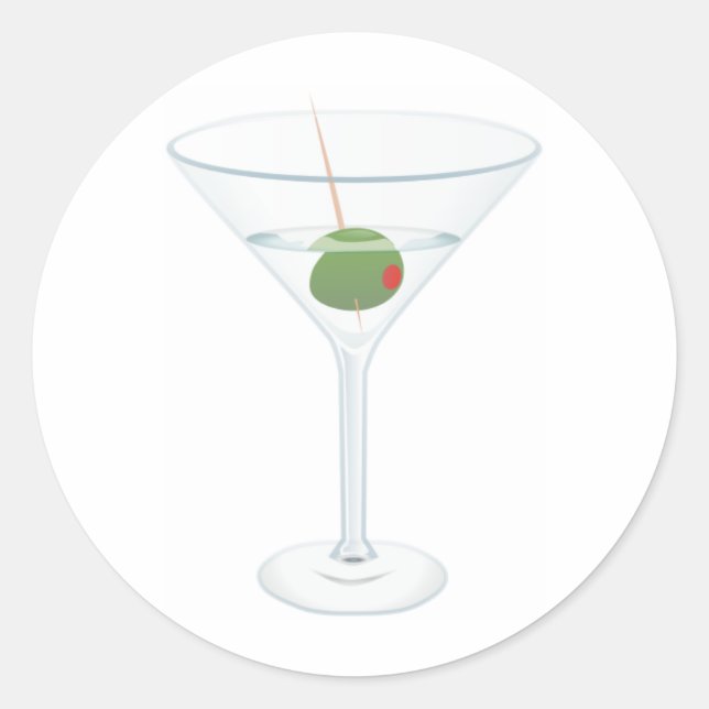 Martini glass image classic round sticker (Front)