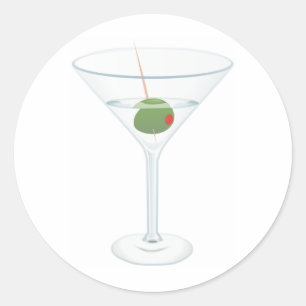 Martini glass image classic round sticker