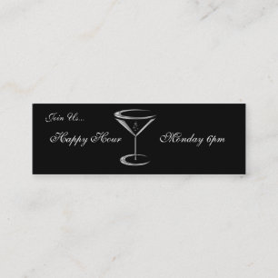 Martini Glass Metallic Happy Hour Business Cards