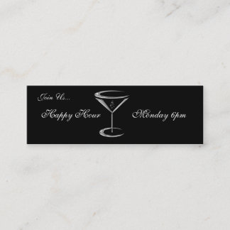 Martini Glass Metallic Happy Hour Business Cards