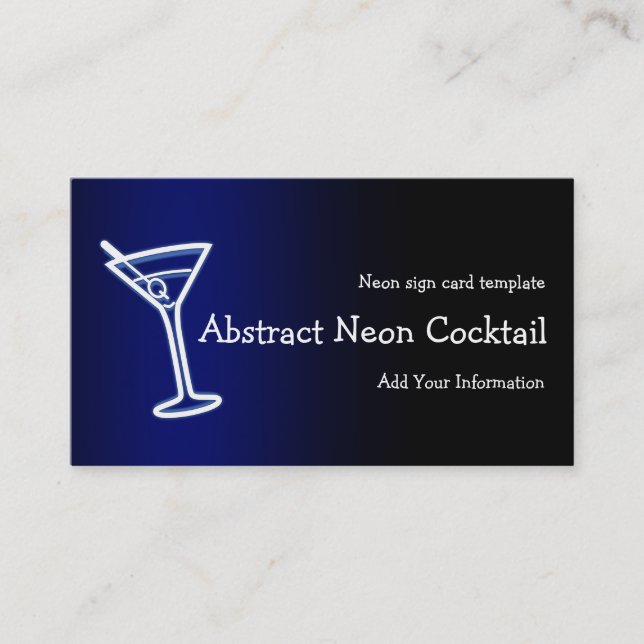 Martini Glass Neon Logo Business Card (Front)