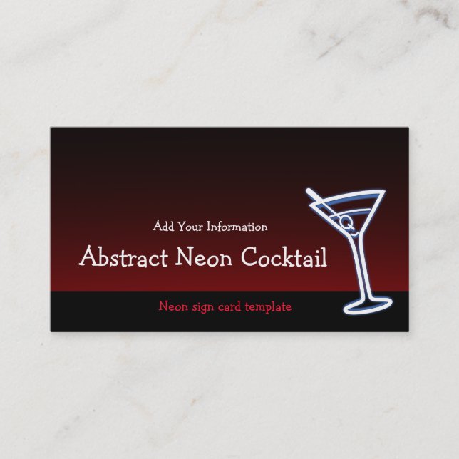 Martini Glass Neon Logo Business Card (Front)