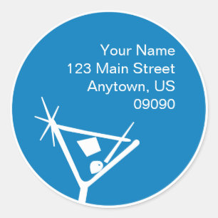 Martini Glass Silhouette Address Label (Blue)