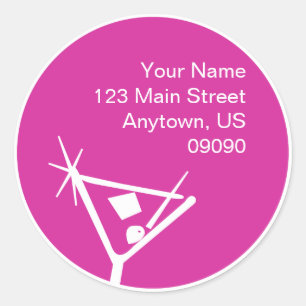 Martini Glass Silhouette Address Label (Raspberry)