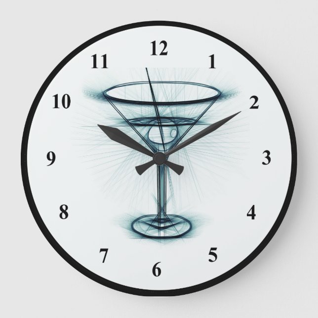 Martini Glass Sketch Large Clock (Front)