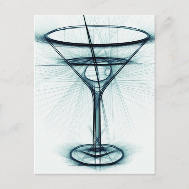 Martini Glass Sketch Postcard (Front)