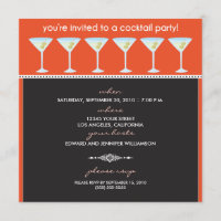 Martini Glasses Cocktail Party Invitation (orange)