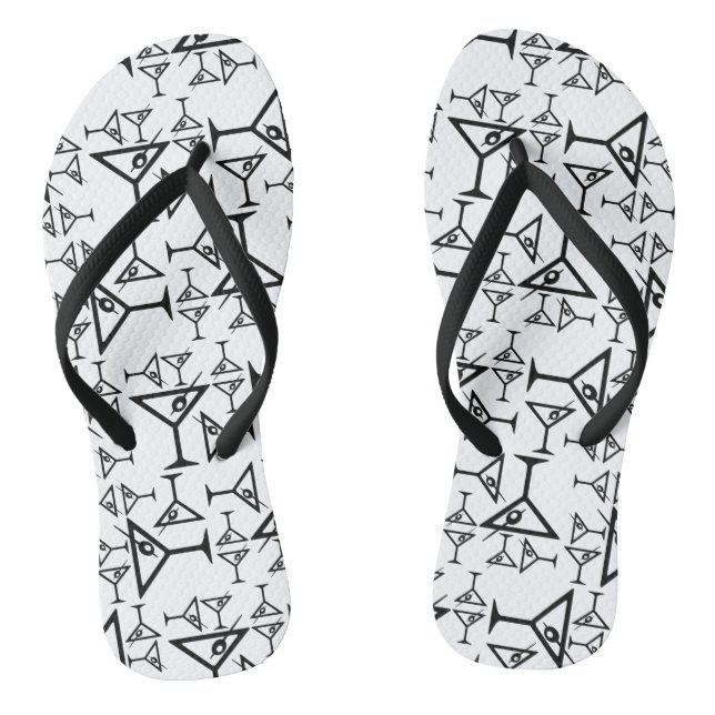 Martini Glasses CUSTOM BACKGROUND COLOR Flip Flops (Footbed)
