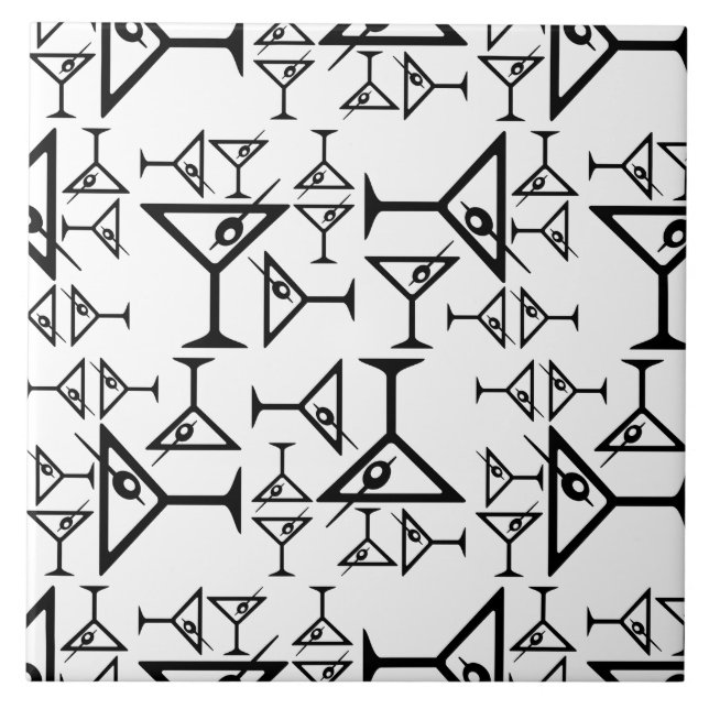 Martini Glasses CUSTOM BACKGROUND COLOR Tile (Front)