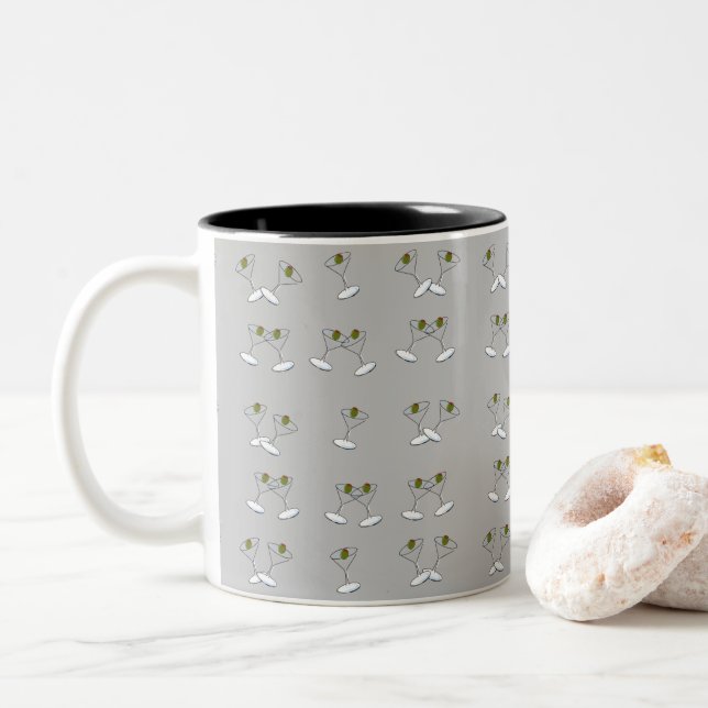Martini Glasses Grey Black Mug (With Donut)
