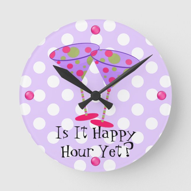 Martini Glasses Happy Hour Wall Clock (Front)