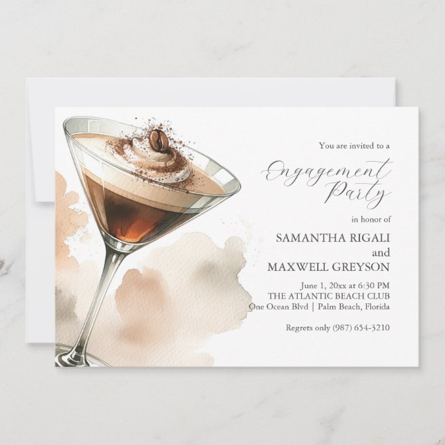 Martini Horizontal Engagement Party Invitations (Front)