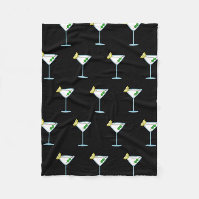 Martini Lovers Cocktail Glass Bartender Alcohol Fleece Blanket (Front)