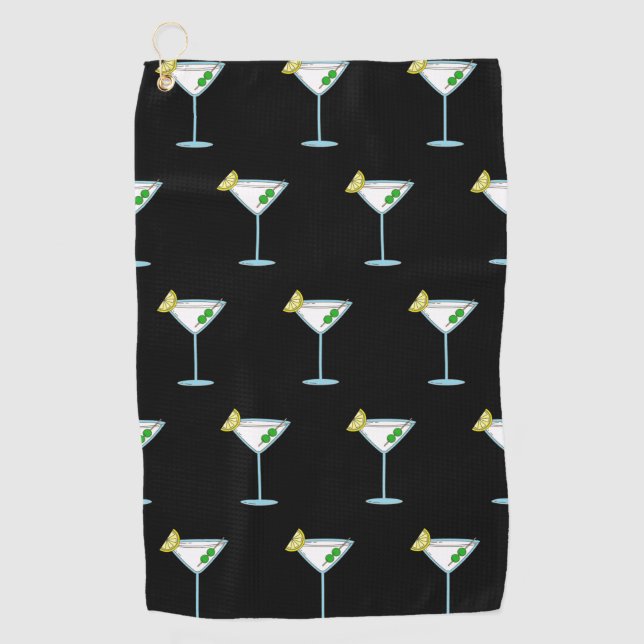 Martini Lovers Cocktail Glass Bartender Alcohol Golf Towel (Front)