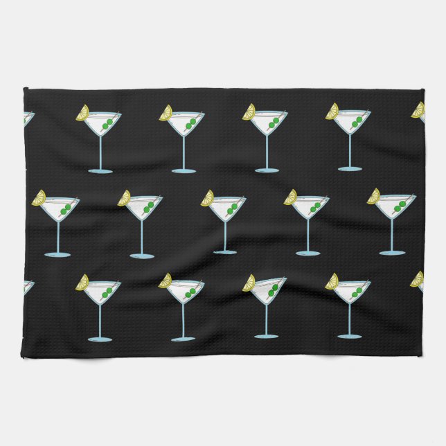 Martini Lovers Cocktail Glass Bartender Alcohol Kitchen Towel (Horizontal)