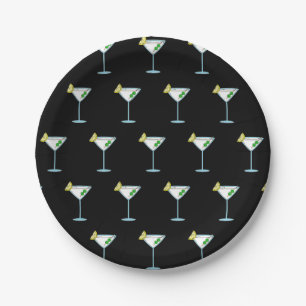 Martini Lovers Cocktail Glass Bartender Alcohol Paper Plate