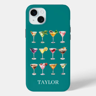 Martini Madness Monogrammed iPhone 15 Mini Case