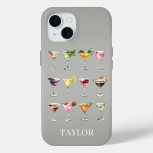 Martini Madness Monogrammed iPhone 15 Case