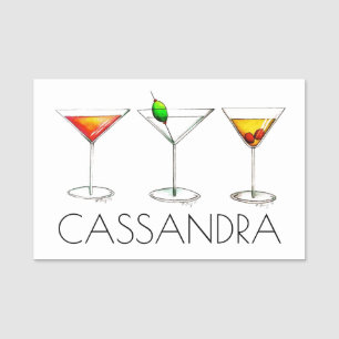 Martini Manhattan Cosmo Cosmopolitan Cocktail Bar Name Tag