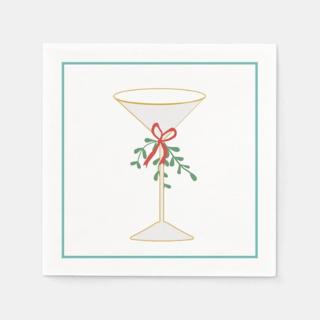 Martini & Mistletoe Cocktail Napkin (Front)