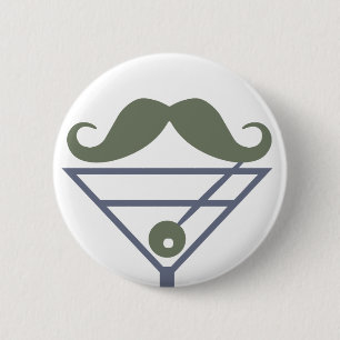 Martini Moustache custom button