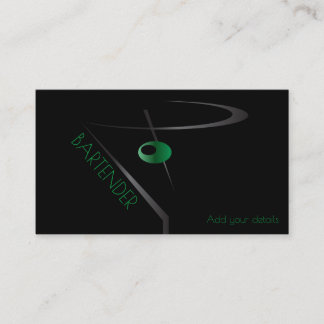 Martini Olive Cocktail Bartender Business Card