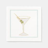 Martini & Olive Cocktail Napkin