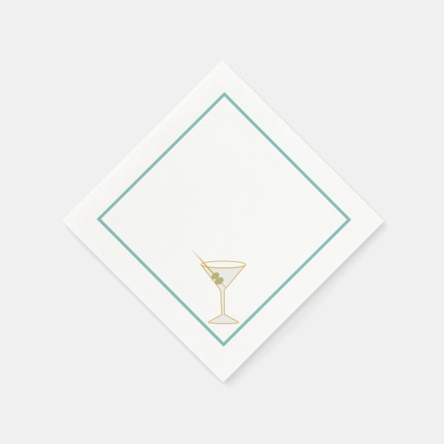 Martini & Olive Cocktail Napkin II (Corner)