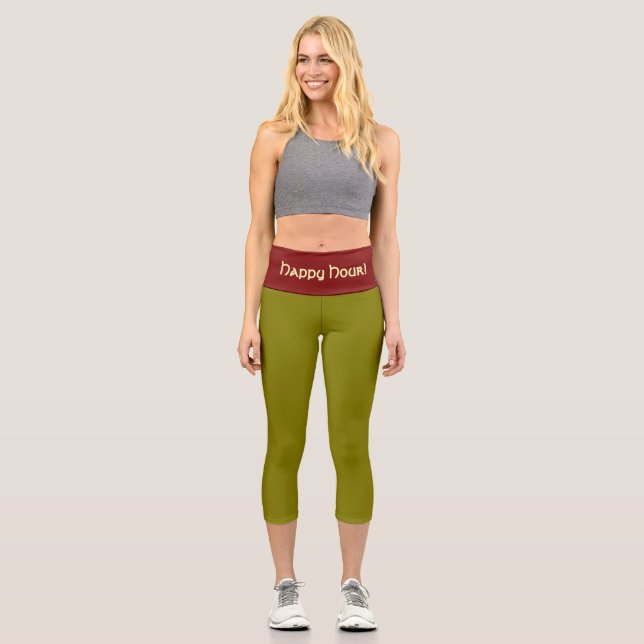 "MARTINI OLIVE" Custom High-Waisted Capri Pants (Front)