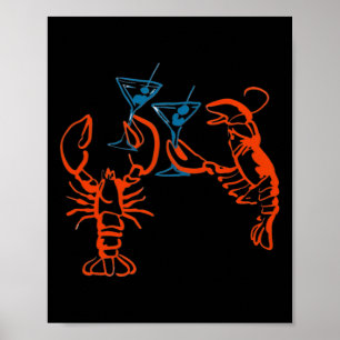 Martini Red Lobster Italian Food Aesthetic Summer  Poster