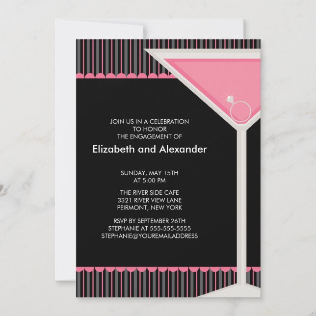 Martini Ring Cocktail Engagement Party Invitation (Front)