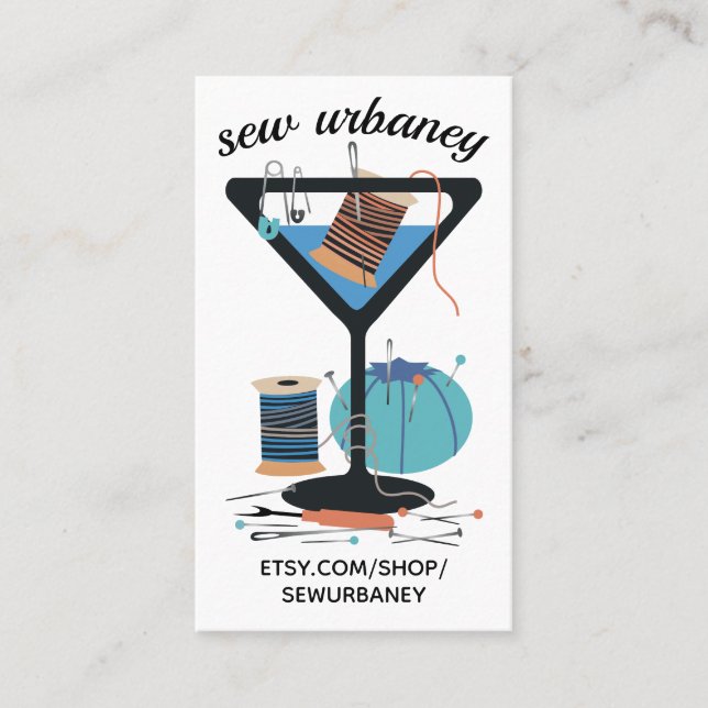 Martini seamstress sewing notions business card (Front)