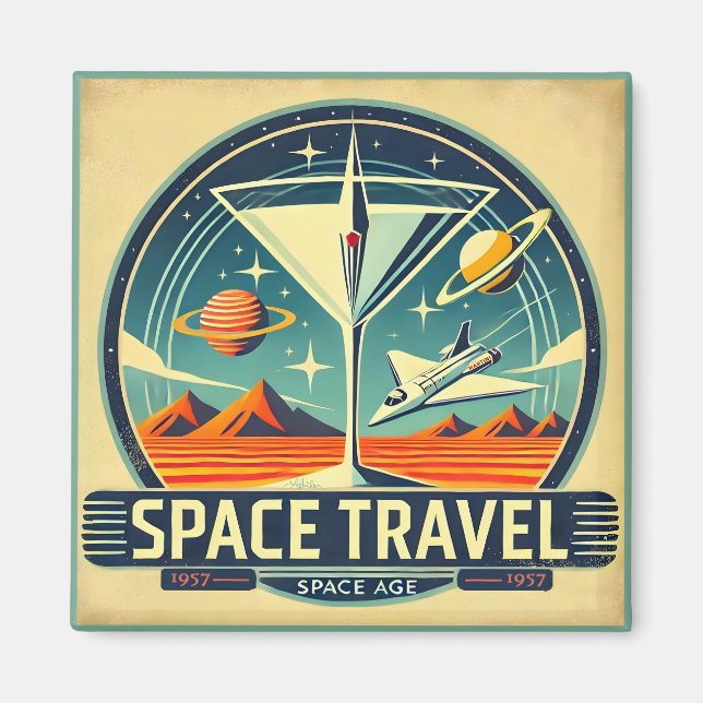 Martini Space Travel 1957 New Worlds Logo Magnet (Front)