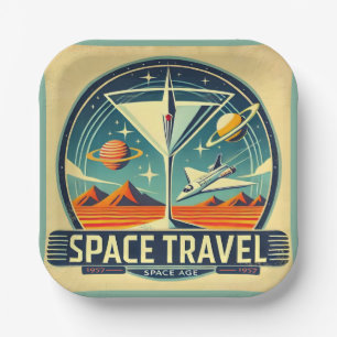 Martini Space Travel 1957 New Worlds Logo Paper Plate