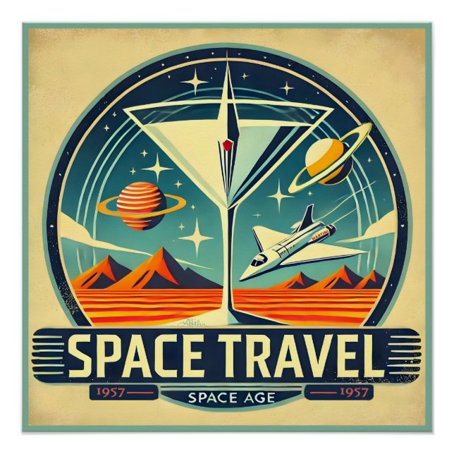 Martini Space Travel 1957 New Worlds Logo Poster (Front)