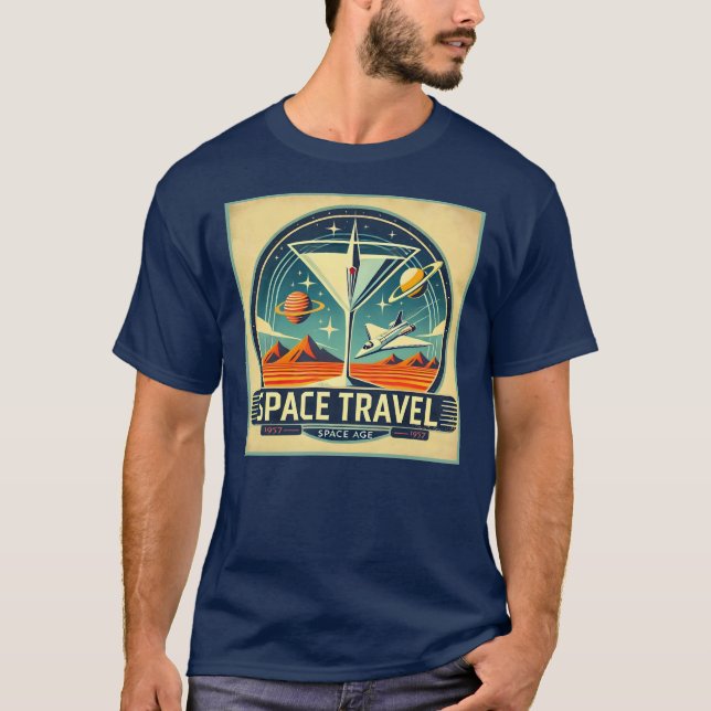 Martini Space Travel 1957 New Worlds Logo T-Shirt (Front)