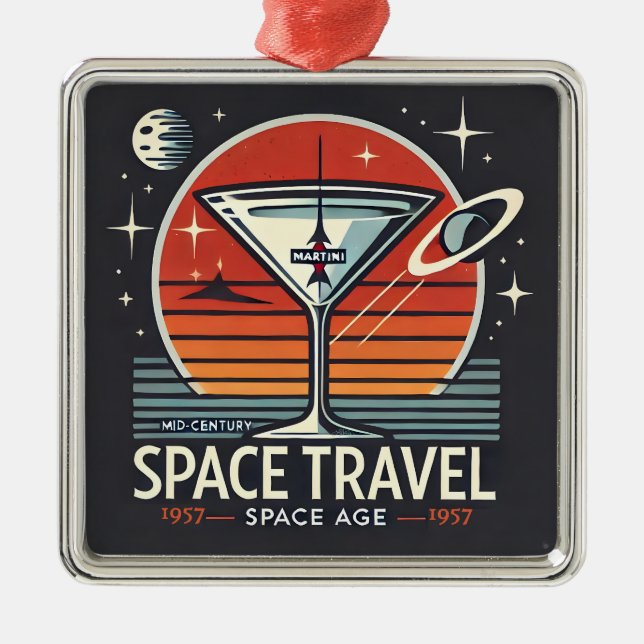 Martini Space Travel 1957 Space Age Logo Metal Ornament (Front)