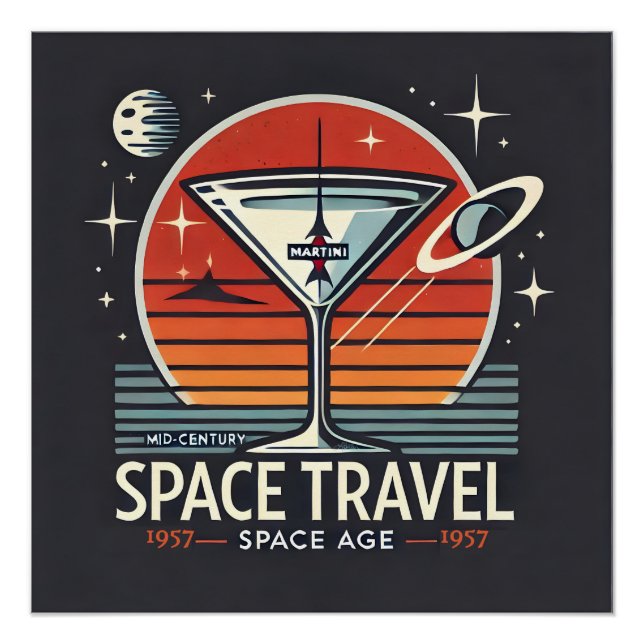 Martini Space Travel 1957 Space Age Logo Poster (Front)