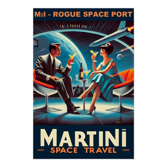 Martini Space Travel Poster Rogue Space Port (Front)