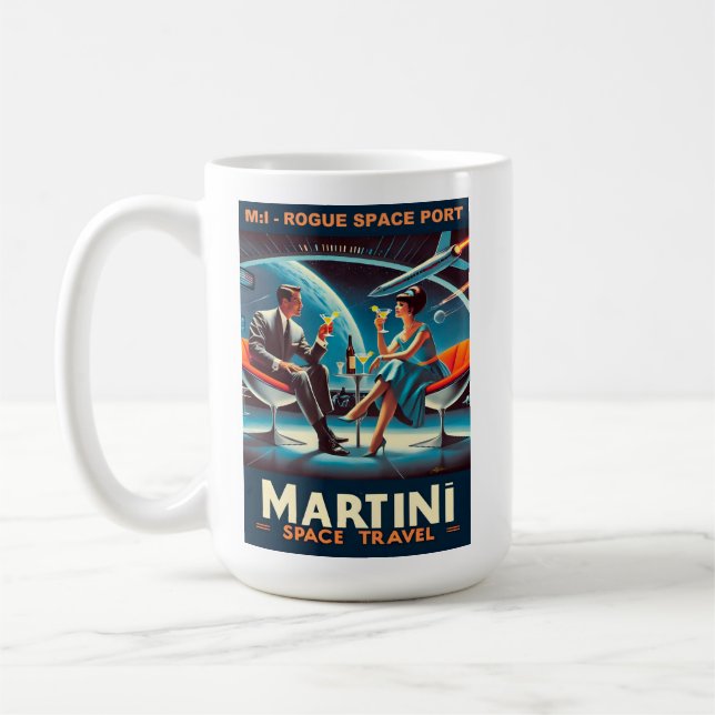 Martini Space Travel Poster Rogue Space Port Coffee Mug (Left)