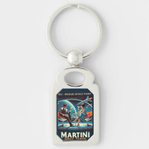 Martini Space Travel Poster Rogue Space Port Keychain