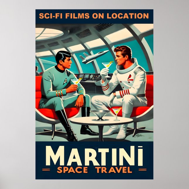 Martini Space Travel Poster Sci-Fi Films In Space (Front)