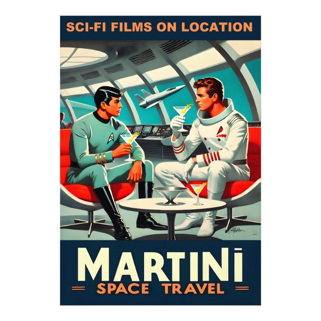 Martini Space Travel Poster Sci-Fi Films In Space (Front)