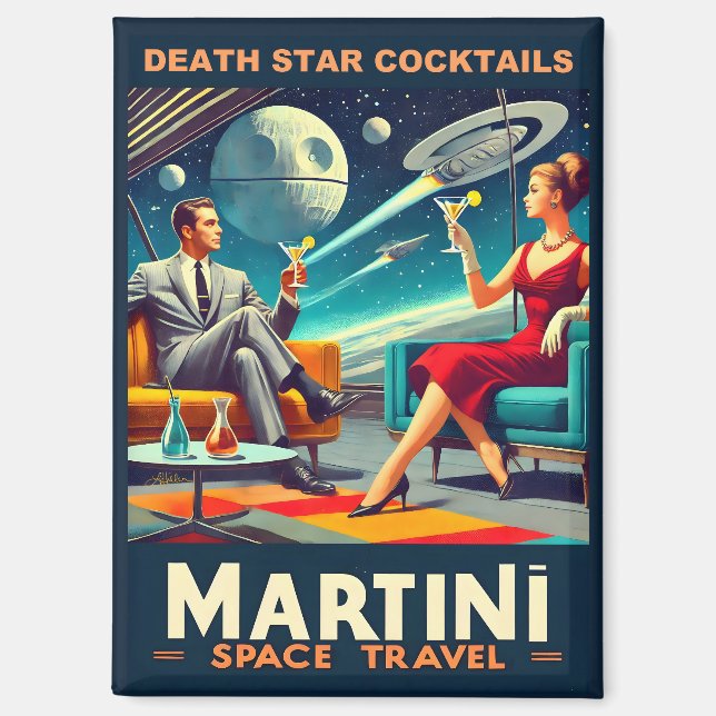 Martini Space Travel Posters Death Star Cocktails Magnet (Front)