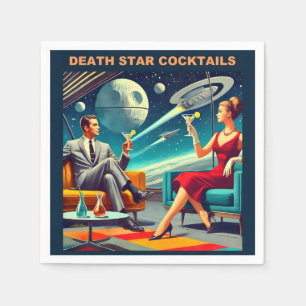 Martini Space Travel Posters Death Star Cocktails Napkin