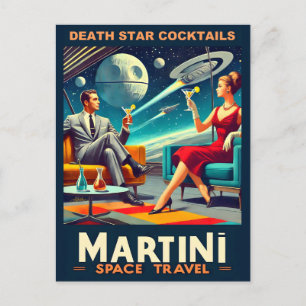 Martini Space Travel Posters Death Star Cocktails Postcard